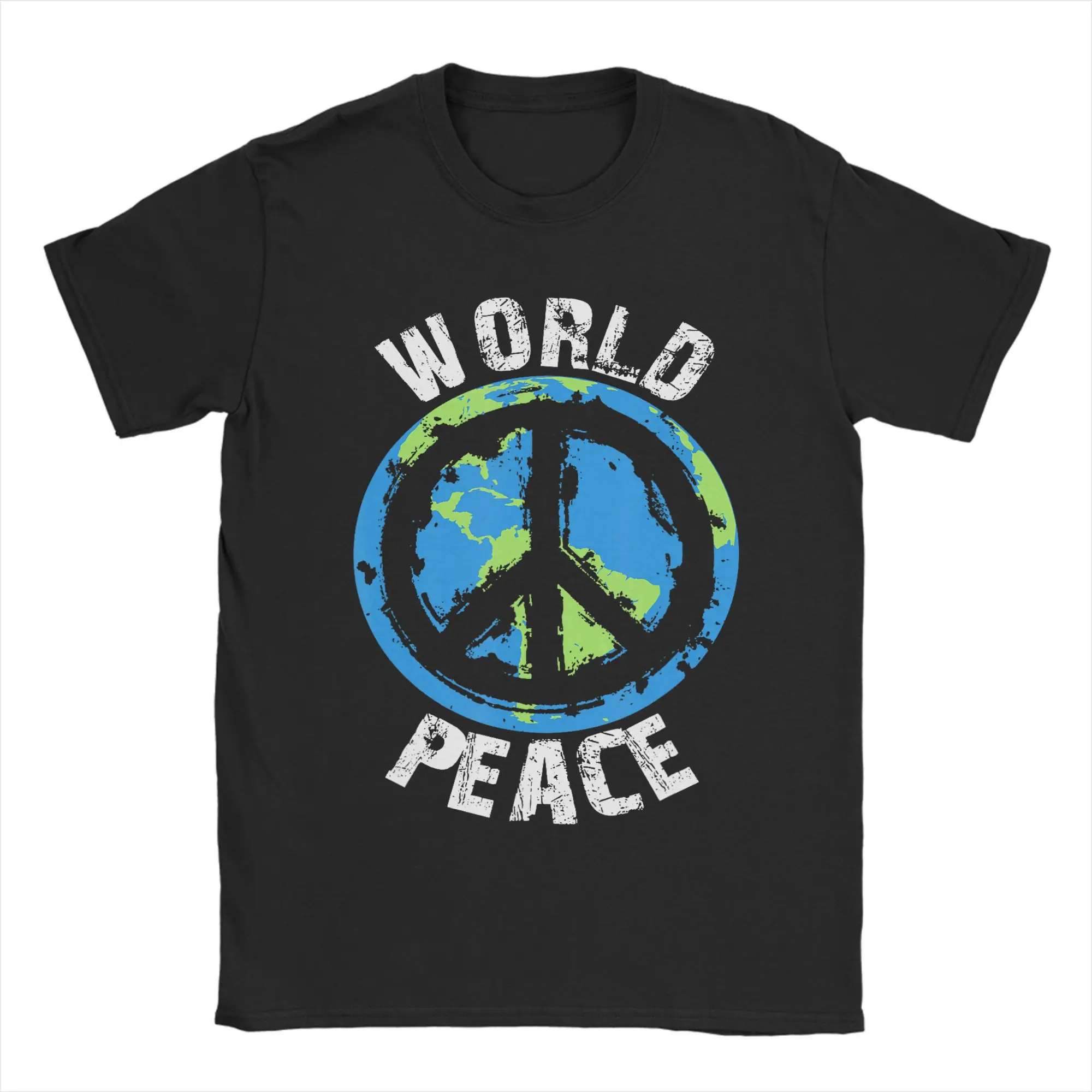Men's Earth Love Power Peace World T Shirt  Cotton Clothes Casual Short Sleeve Round Neck Tees Summer T-Shirt