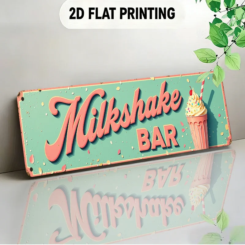 Vintage Style Decorative Sign, Suitable for Vintage Milkshake Bars,Featuring Milkshake Patterns in Soft Tones, Perfect for Cafes