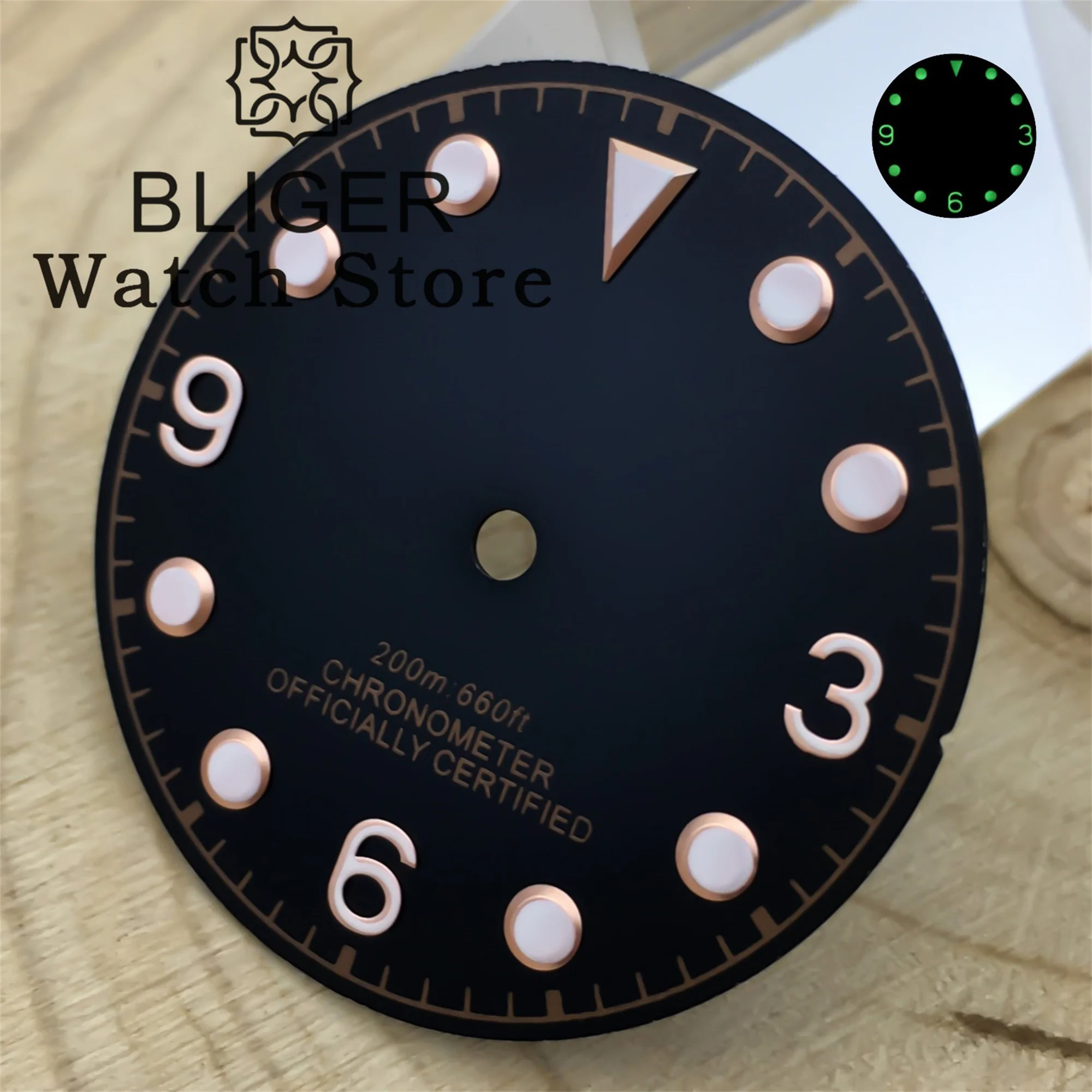 BLIGER 29 مللي متر التدرج الهاتفي خمر أسود براون NH35 NH36 ETA2824 2836 PT5000 ميوتا DG ساعة يد تعمل بالحركة تعديل الملحقات #2