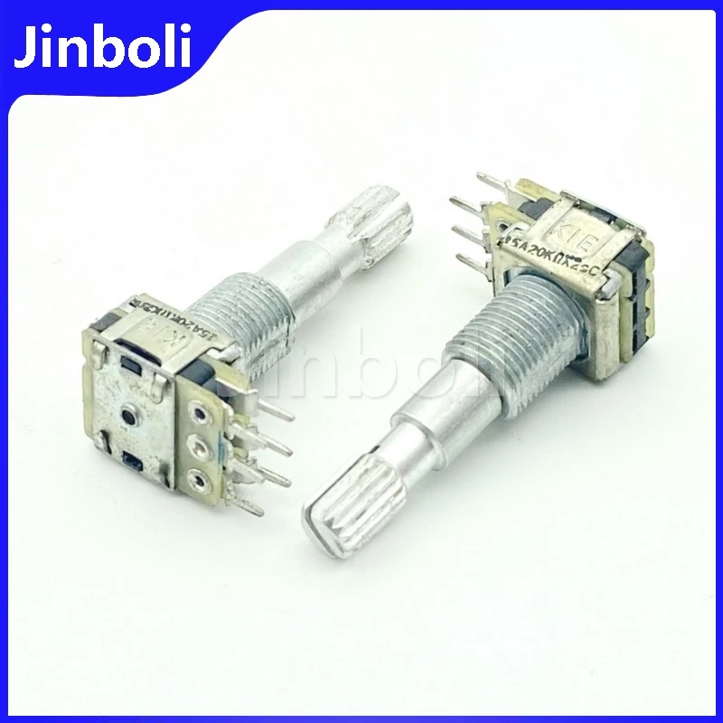 1PCS 12 Type A20K 6Pins Dual Car Audio Amplifier Volume Potentiometer Flower Shaft Length 30mm