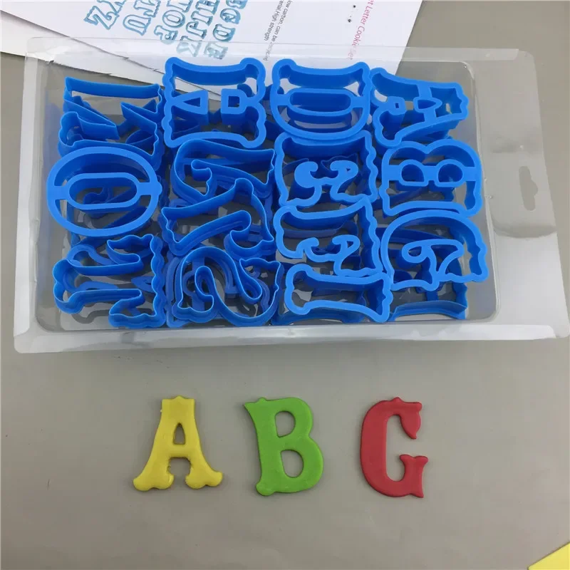 26 unids/set grande letra en inglés moldes cortadores de galletas A-Z alfabeto mayúscula galleta Fondant estampador sellos DIY palabra decoración de pasteles