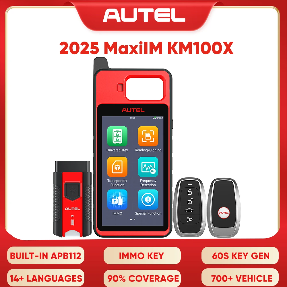 Autel MaxiIM KM100 Key Fob Programmer Immobilizer Tool Key Creation IMMO Learning Chip Read Write Cloning free update 2025