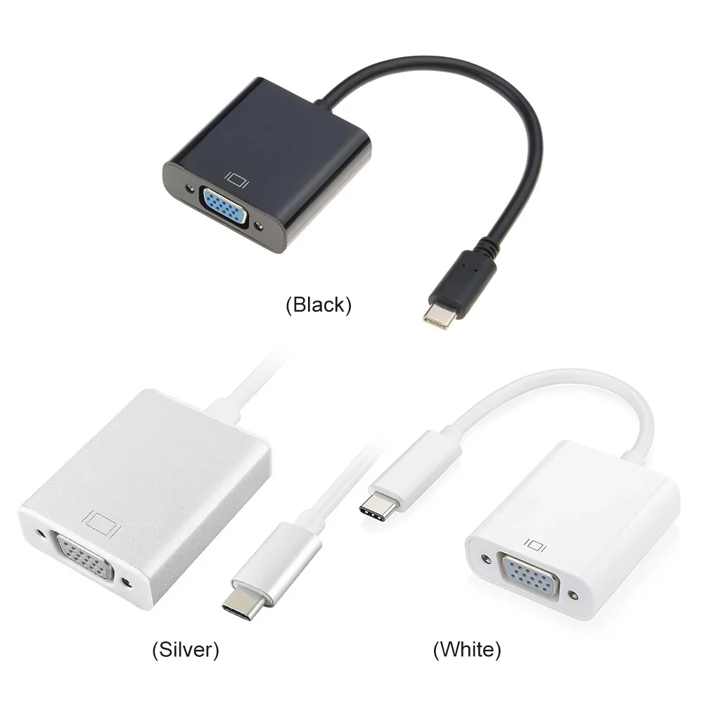 Adapter typu C do VGA 3.1 USB typu C męski na żeński kabel konwertera VGA 1080P FHD do macbooka