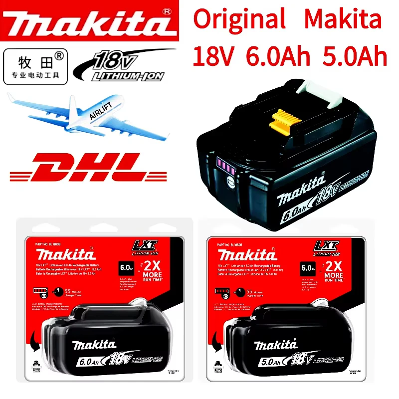 100% originaler Makita-Akku, 18V Werkzeug-Lithium-Akku 6Ah/5Ah 9Ah für Makita DTW700 DDF487 DTD173 DGA404 HR140D DJV182