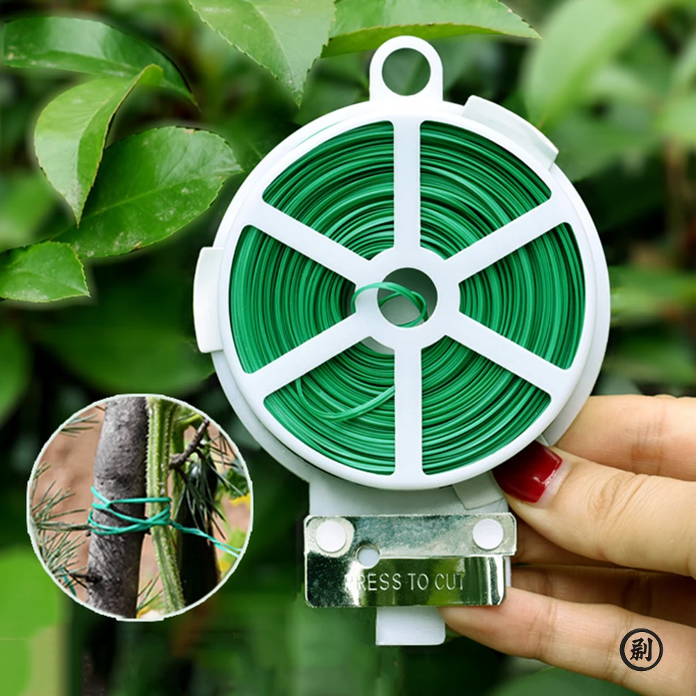 1 Roll/100M Multifunctional Plastic Steel Twist Tie Sturdy Reusable Garden Flower Plant Support Strap Tie