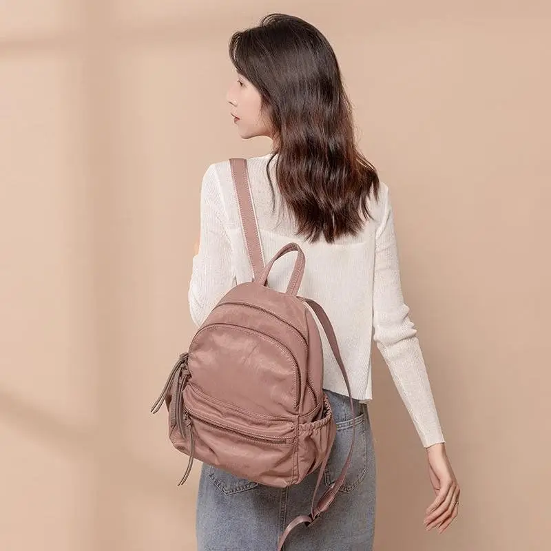 Sac à dos en toile simple avec fermeture éclair pour femme, sac à dos de voyage décontracté pour fille, mode coréenne, nouveau, petit, frais