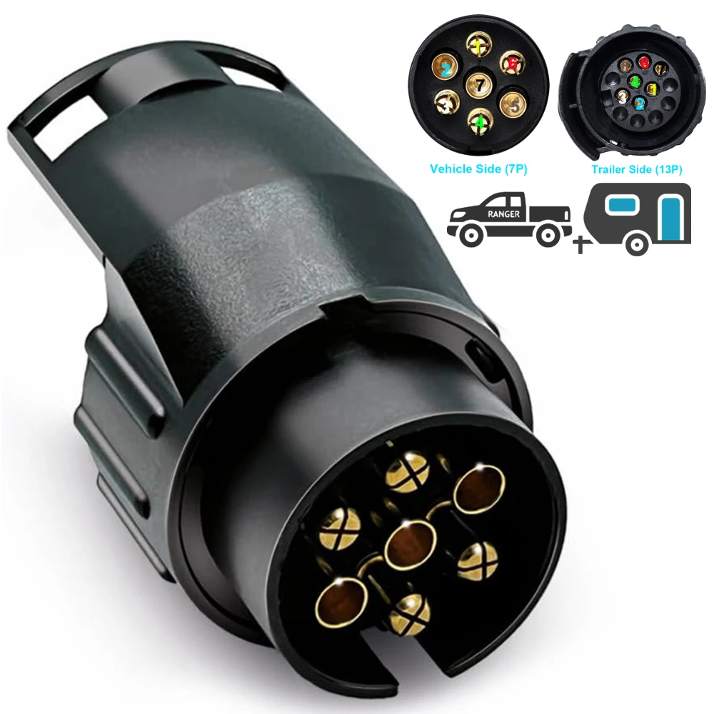 7 Pin To 13 Pin Plug Adapter Trailer Connector 12V Towbar Towing Waterproof Plugs Socket Adapter Car Truck Caravan Accessories