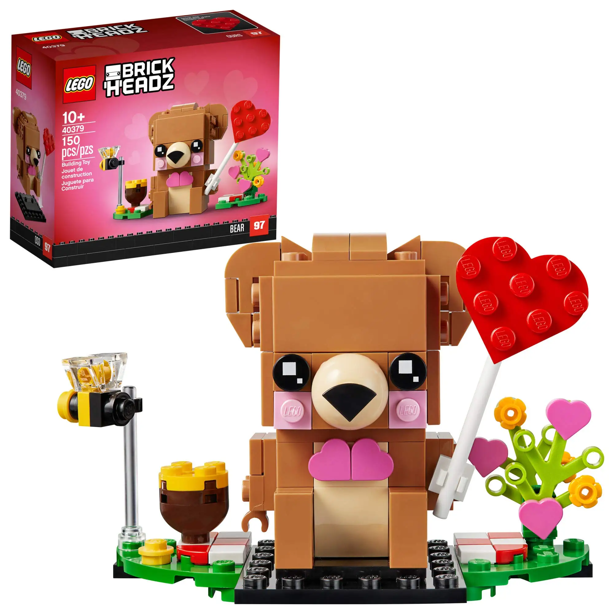 

LEGO BrickHeadz, детские строительные блоки с медведем на день Святого Валентина, игрушки для всех 10 лет, подарок на день рождения 40379 (150 шт.)