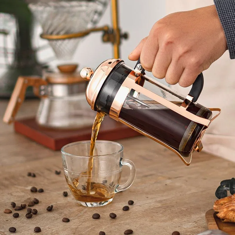 

Пресс из розового золота, кофейник, ситечко для чая, фильтр-чашка, домашняя французская кофеварка ручной работы