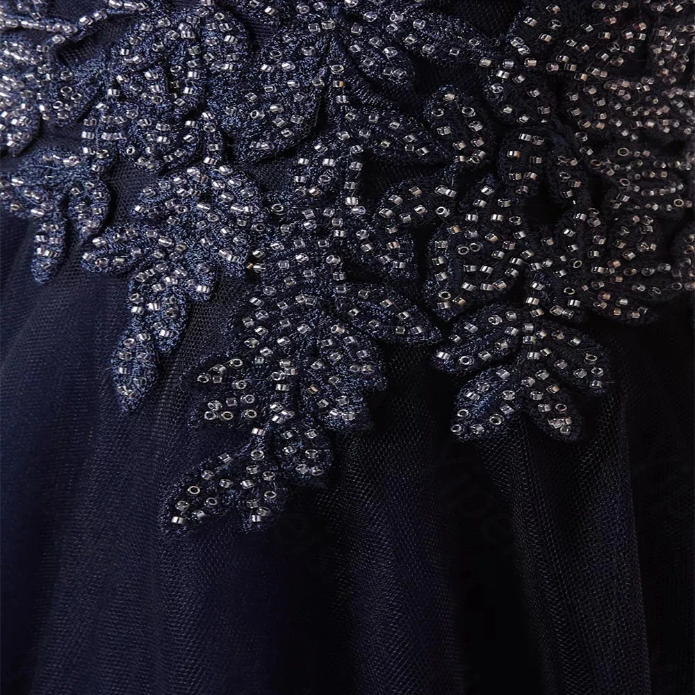 فساتين سهرة أنيقة عالية الجودة تول لبطول الأرض ورقبة على شكل حرف v بدون أكمام فستان حفلة موسيقية مطرز بالخرز فيستدوس دي فييستا مخصص