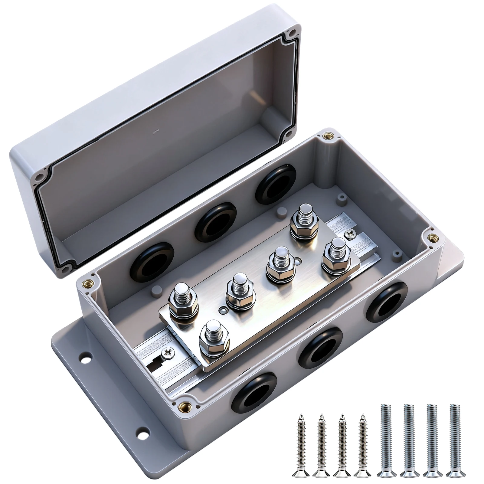 500A 12V Bus Bar Heavy Duty Power Distribution Block with 6 x 5/16
