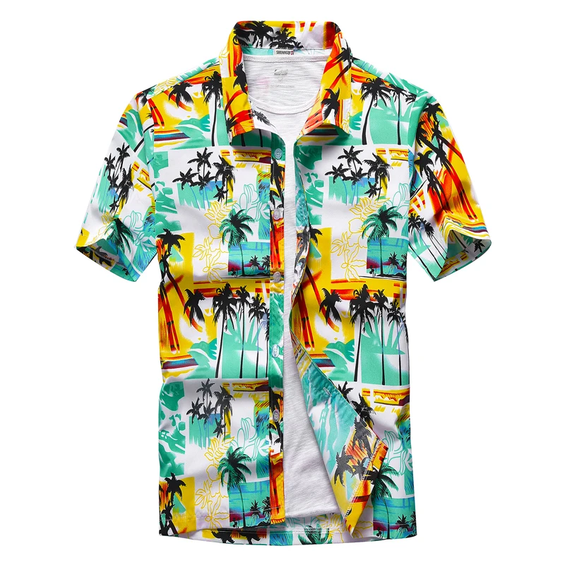 

Men's Summer Hawaiian Coconut Breathable Floral Casual Print Short Sleeve Shirt Button Down Holiday Chemical 3xl 4xl 5xl Sale