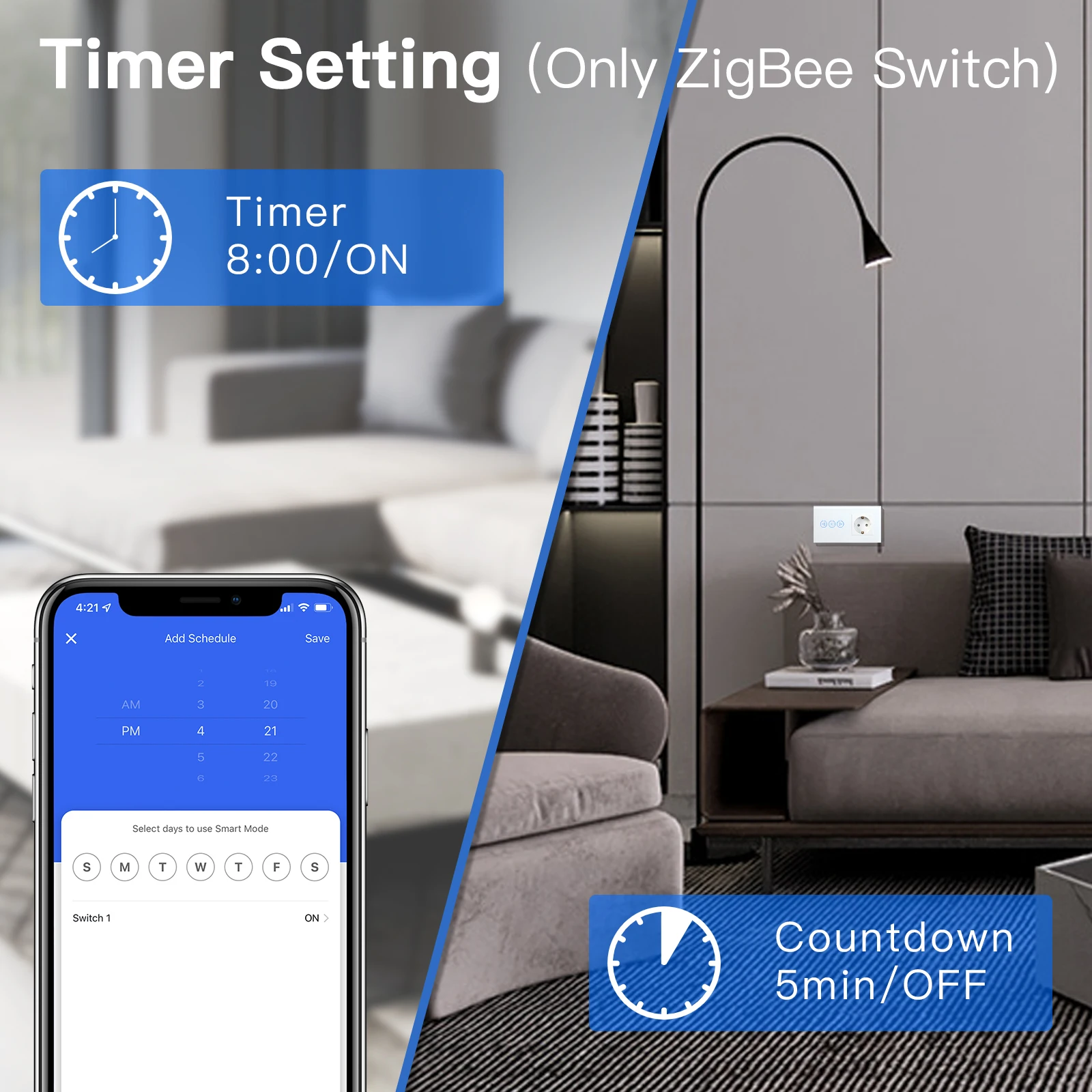 Imagem -04 - Bseed Zigbee Dimmer Switch 1gang 1way Inteligente Parede Toque Dimmer Suporte Tuya Google Casa Alexa com Soquete de Energia Normal da ue