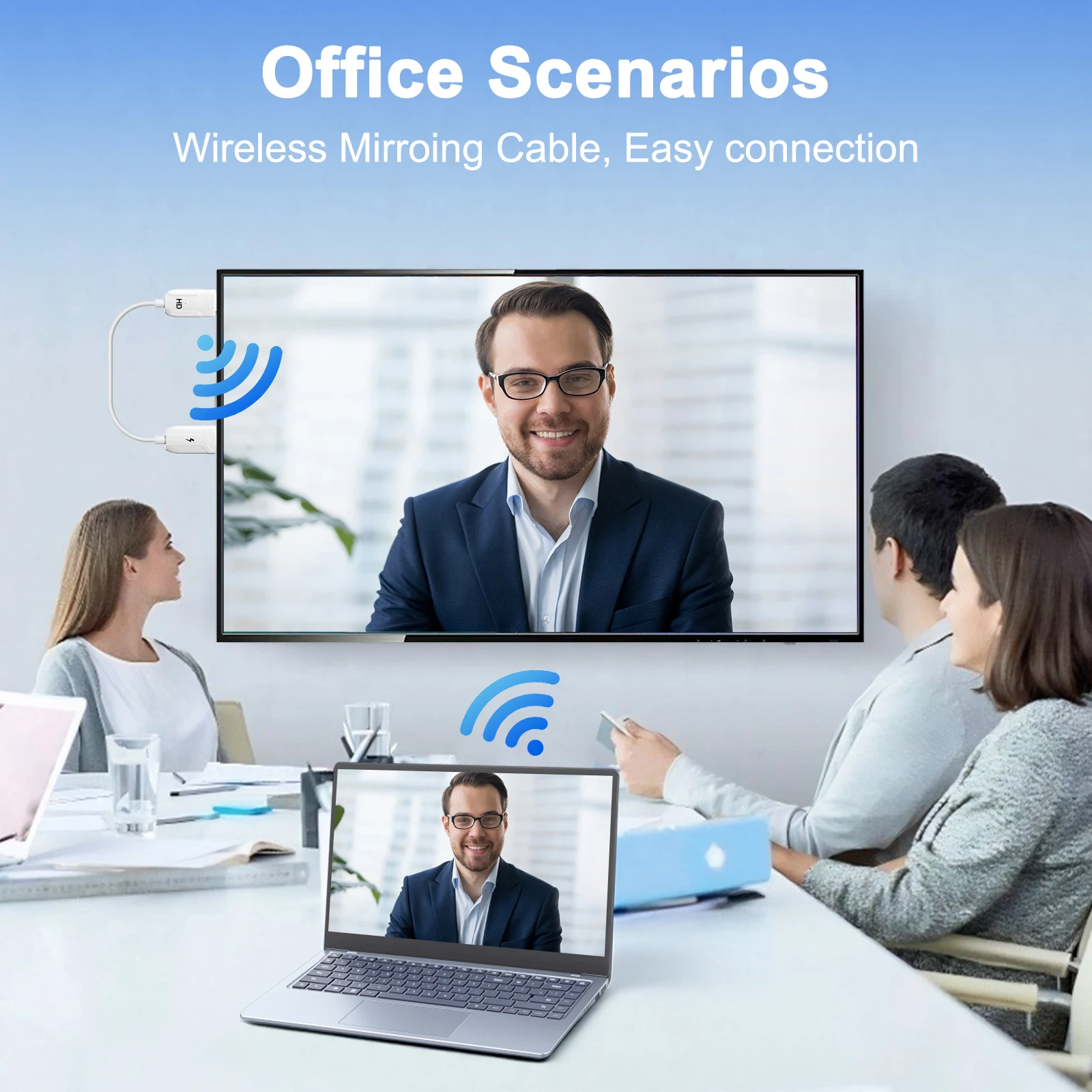 

Wireless HDMI Transmitter and Receiver 1080P Mirroring Wireless HDMI Adapter Computer Video/Audio/Files on the same screen to TV