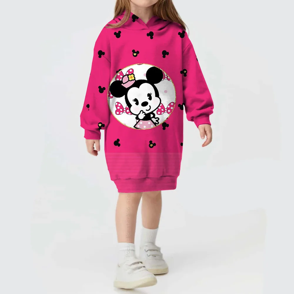 2025 New Spring Children\'s Clothes Casual Sports Girls Print Mickey Mouse Hoodie Street Cartoon Sweater Dress Children\'s Clothi