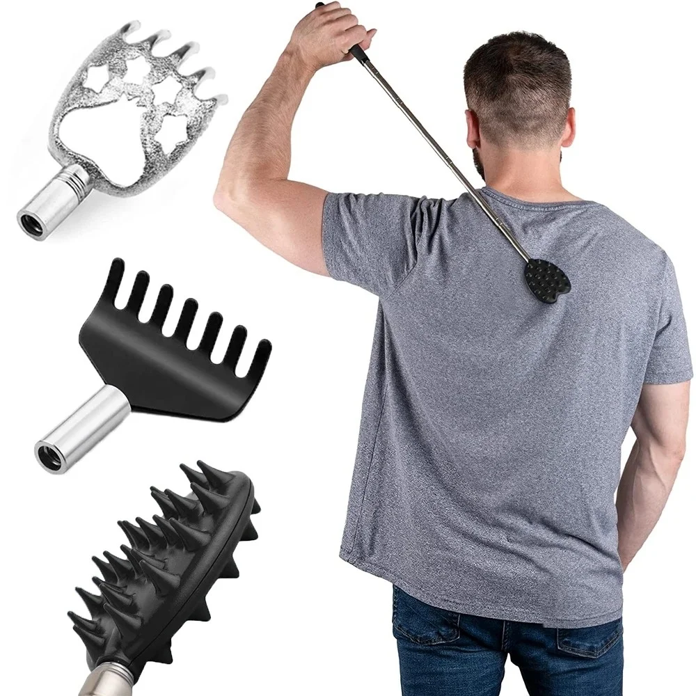 

3 шт./компл., выдвижной скребок для спины кактуса, телескопический скребок для спины из нержавеющей стали, массажер, портативный инструмент для зуда одной рукой