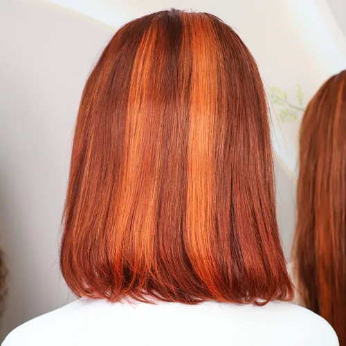 Imagen 2 del producto Pelucas de cabello humano Frontal de encaje 13x4 4 350 peluca de Bob corto recta naranja jengibre peluca de cabello humano Bob resaltado cabello humano en venta 200
