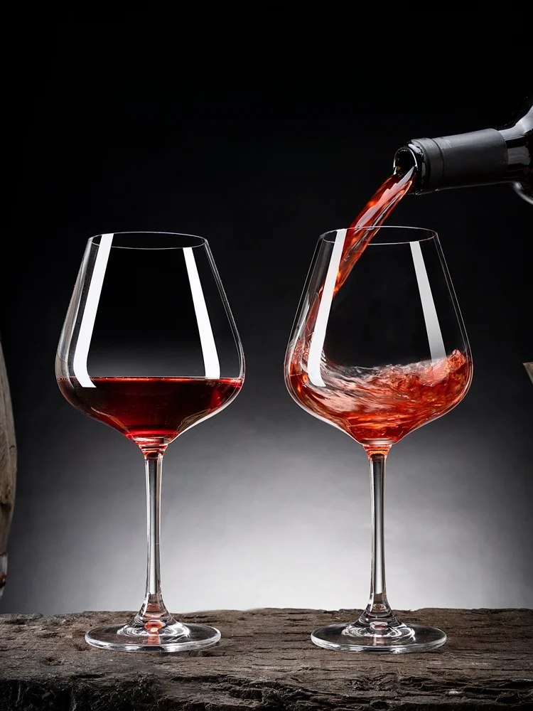 Burgundy Red Wine Glasses Set Crystal High Footed Wine Decanter Large Belly Home Use Wine Glasses Creative Luxury Pair