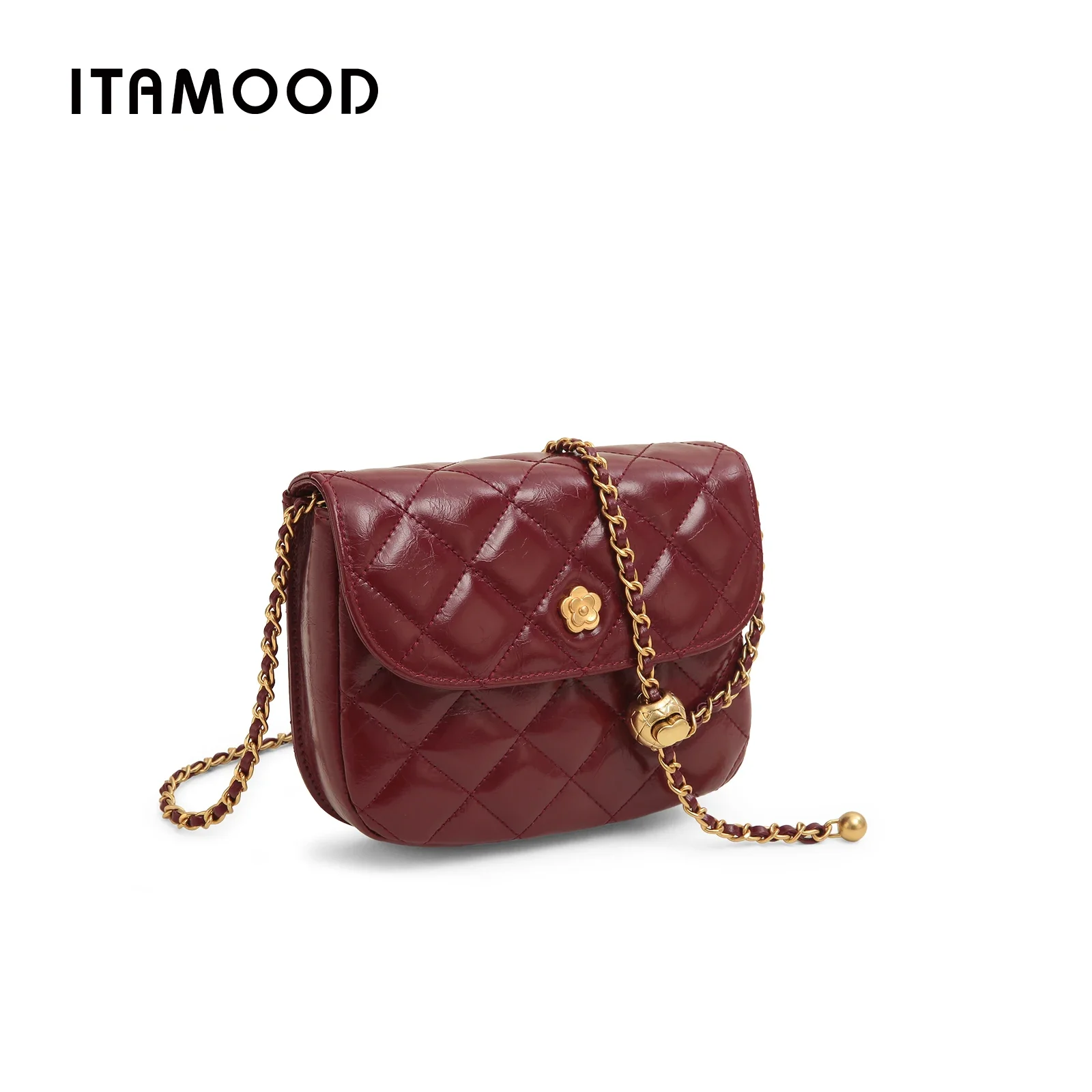 ITAMOOD Pikowane torby kwadratowe z prawdziwej skóry Oryginalny sprzęt Kwiatowa torba na ramię Luksusowe designerskie damskie torby crossbody