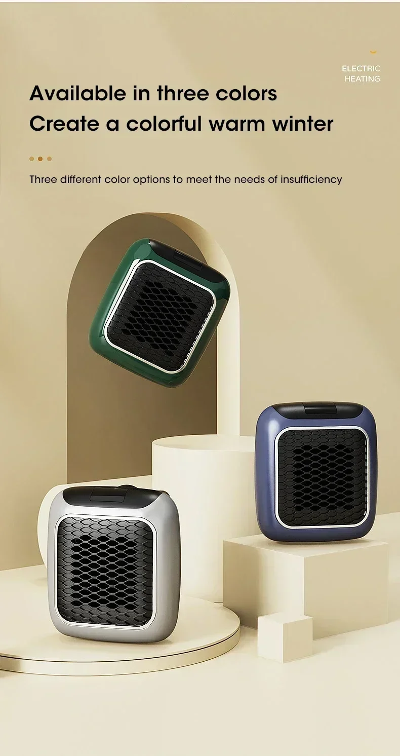 800W Portable Electric Heater EU Small Bathroom Fast Heating Fans Bedroom Heater Home Use Warming Device with Remote Control