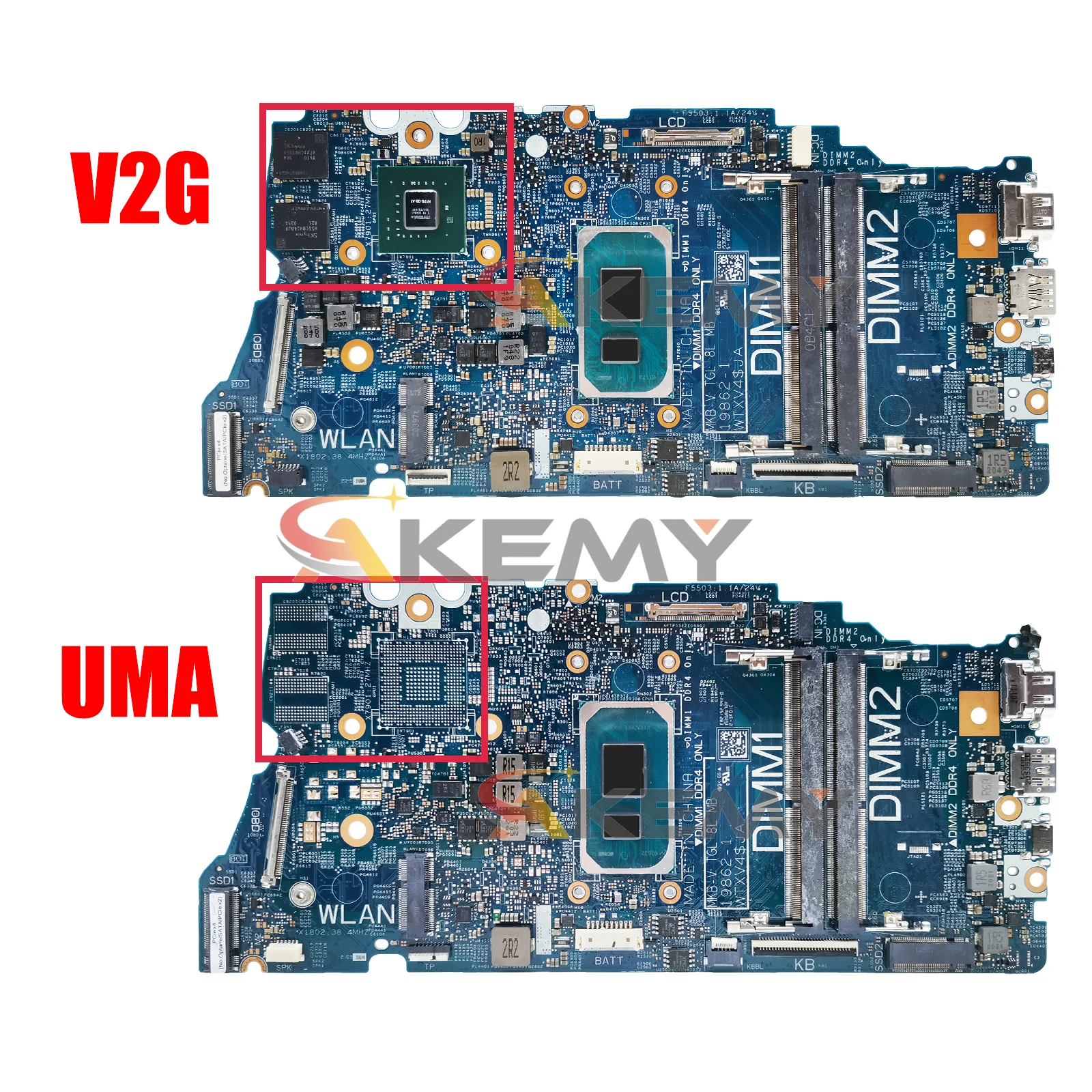 AKEMY 19862-1 Laptop Motherboard For Dell Vostro 5402 5502 0G0XMN 04D2JV 0H2F8K 010GRP Notebook Mainboard with i3 i5 i7 11th Gen