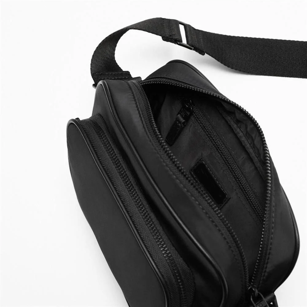2024  New Men's Bag Fashion Brand Black Soft Nylon Skew Bag Men's Casual Shoulder Camera Messenger Purses And Handbags