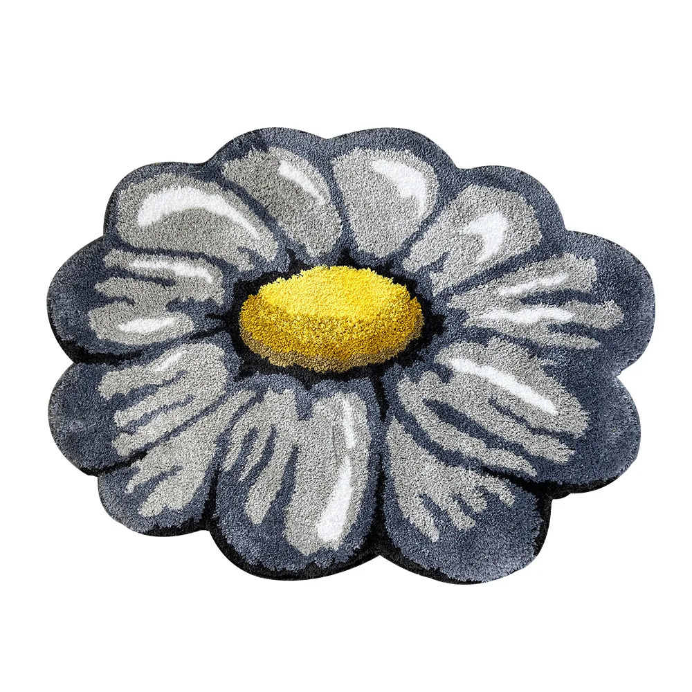 3D Handmade Sunflower Chrysanthemum Flower Carpet Soft Door Mat Bedroom Sofa Bedside Kitchen Rug Non slip Floor Mat Yellow