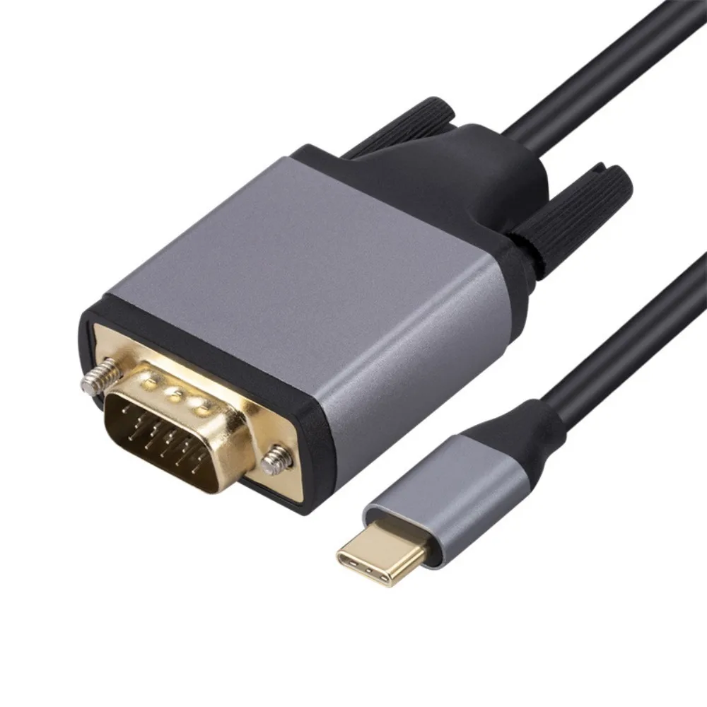 Expansion Screen Cable Aluminum Alloy Type-C To VGA Adapter Type-C 3.1 24pin 10Gbps 1080P for Monitor/Projector/TV/Laptop