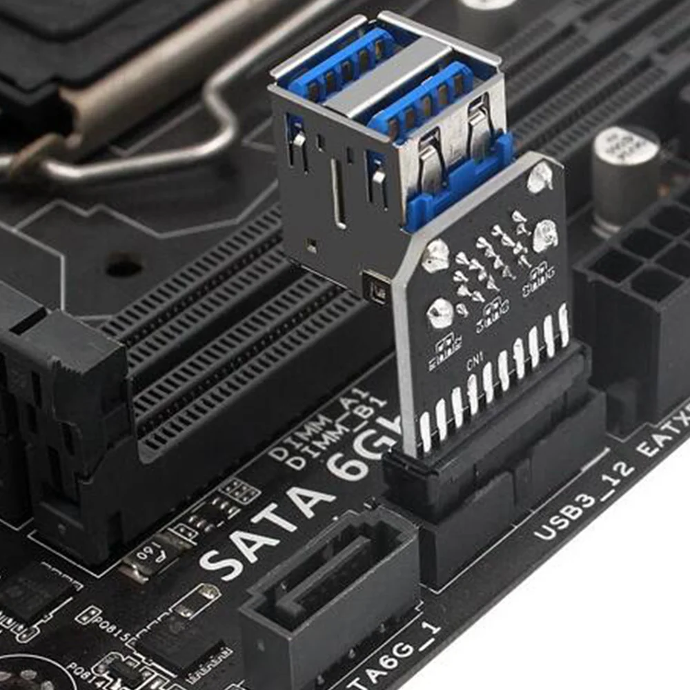 RISE 20Pin to Dual USB3.0 Adapter Connverter Desktop Motherboard 19 Pin/20P Header to 2 Ports USB a Female Connector,PH21