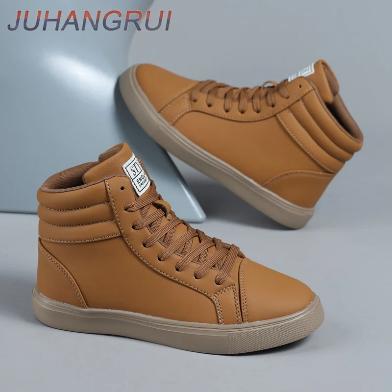 

Autumn Men Casual Sneakers High Top PU Leather Waterproof Skateboard Shoes Non-slip Men's Sneakers Platform Tennis Sports Shoes