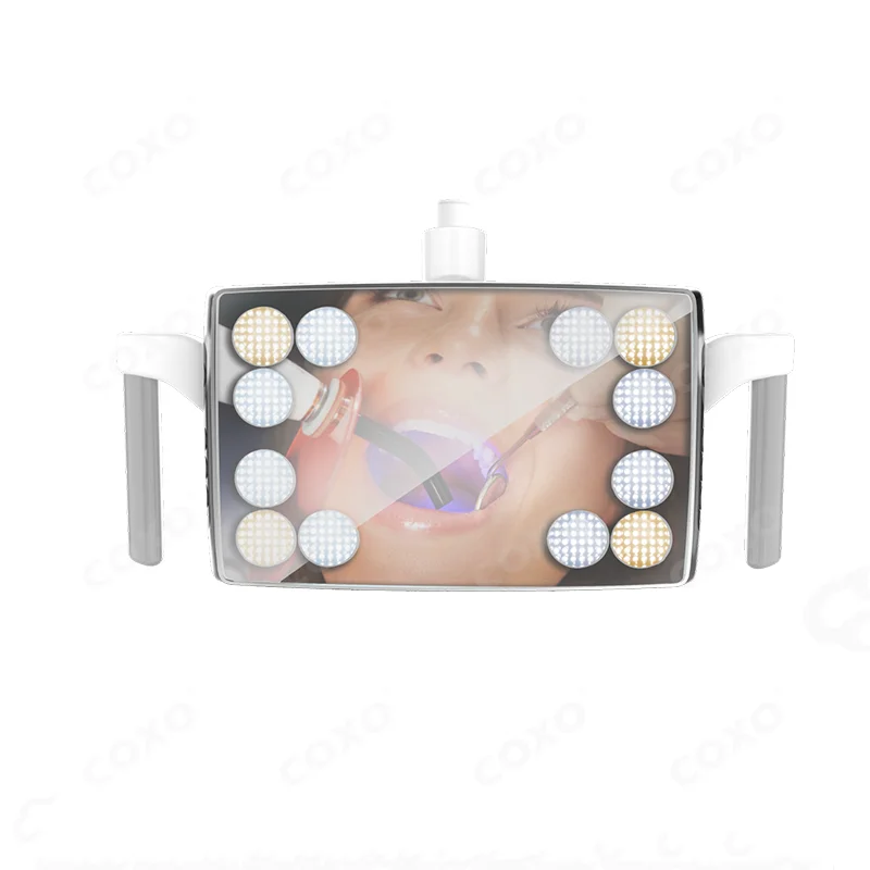 CX249-24 36W LED Shadowless Dental Chair Unit Lamp with Mirros 12 Power Bulbs 100000LUX Sensor Surgical Exam Light