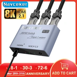 2023 Switcher HDMI 2.1-compatible 2 in 1 out Ultra 48Gbps 8K@60Hz 4K@120Hz Switch adapter With switch button For HDTV Projector