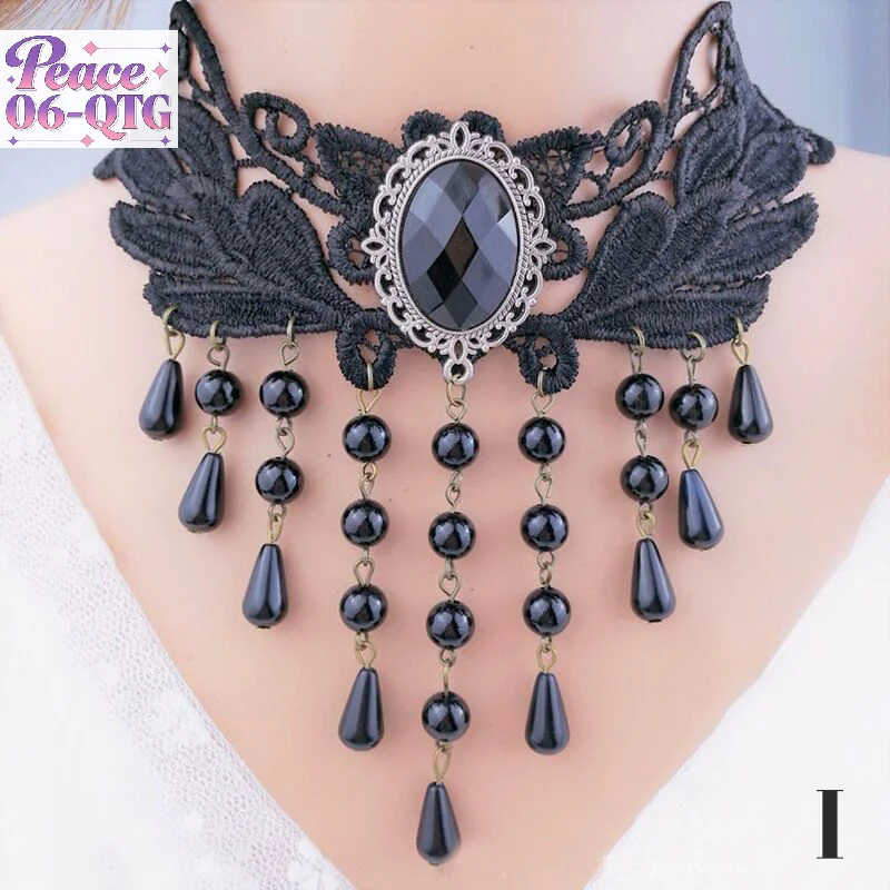 Hot Sale New Sexy Gothic Chokers Crystal Black Lace Neck Choker Necklace Vintage Victorian Women Chocker Steampunk Jewelry