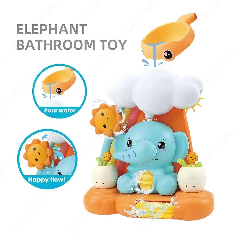 Playful Elephant and Sunflower Shower Toy - Whimsical ABS Bathroom Decoration , Shower Accessory Durable Shower Toy