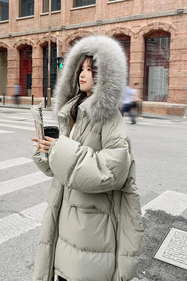 UMI MAO 90 White Duck Down Jacket 2023 Autumn Winter Harajuku Korean Mid Length Long Thickened Loose Coat For Women