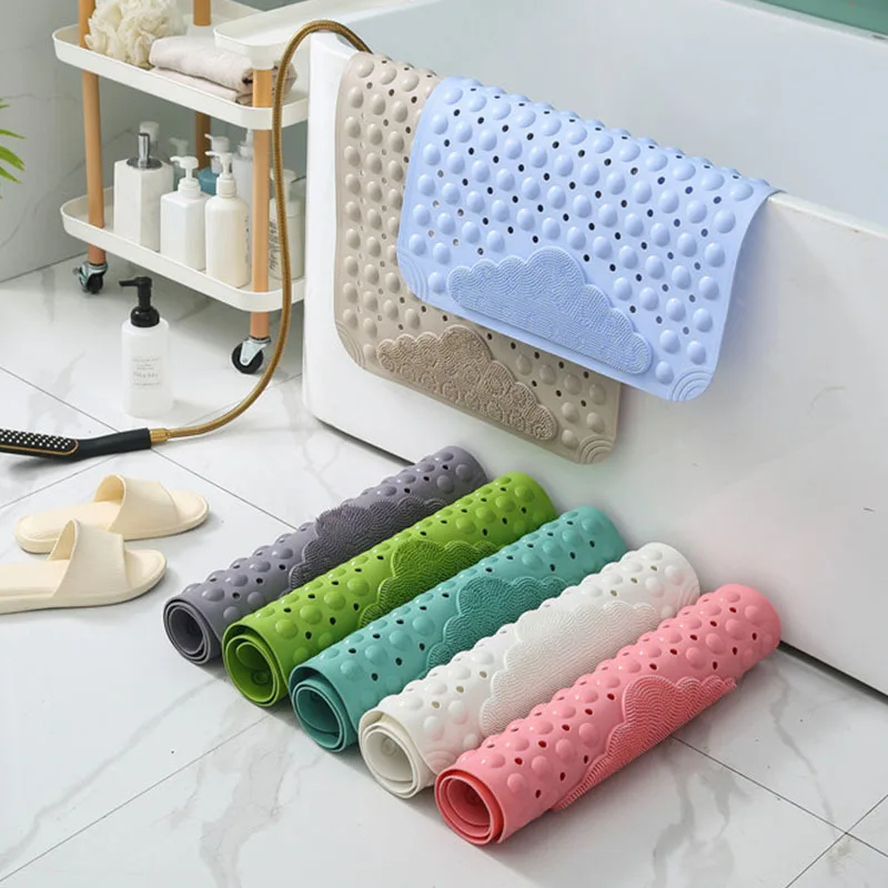 Cloud-shaped Foot Massage Non-Slip Bathroom Floor Mat Bathtub Anti-Slip Mat Shower Mat with Suction Cups Drain Hole Elderly, Pet