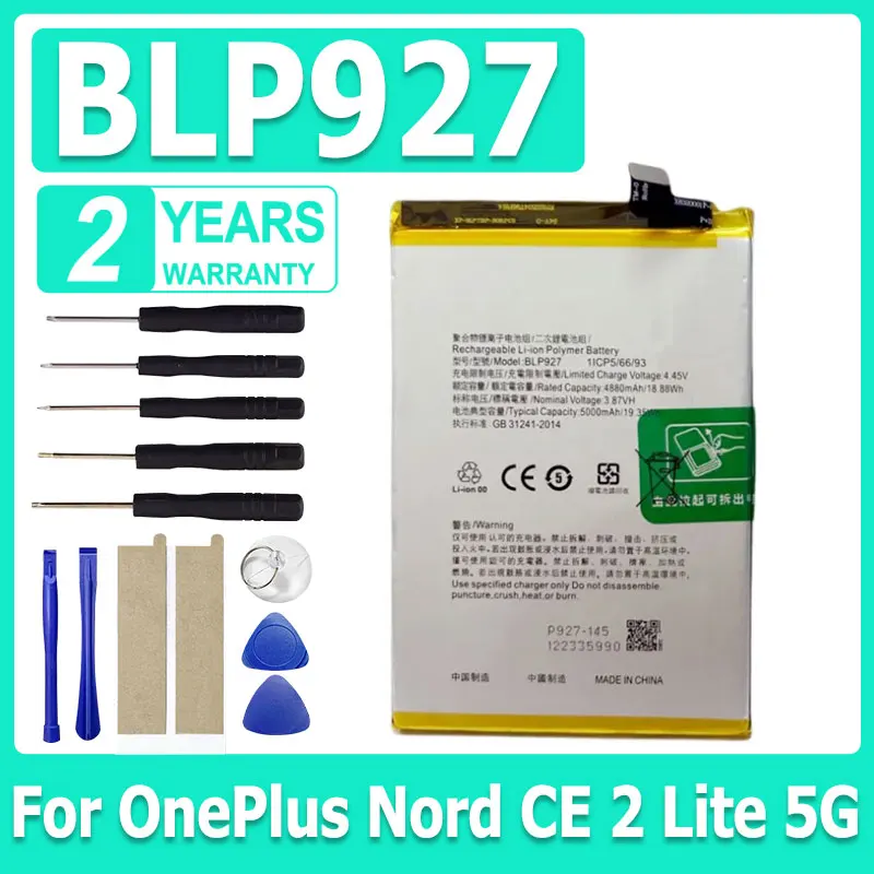 

New BLP927 Replacement Battery 4880mAh Battery For OnePlus Nord CE 2 Lite 5G Phone Bateria +Free Tools