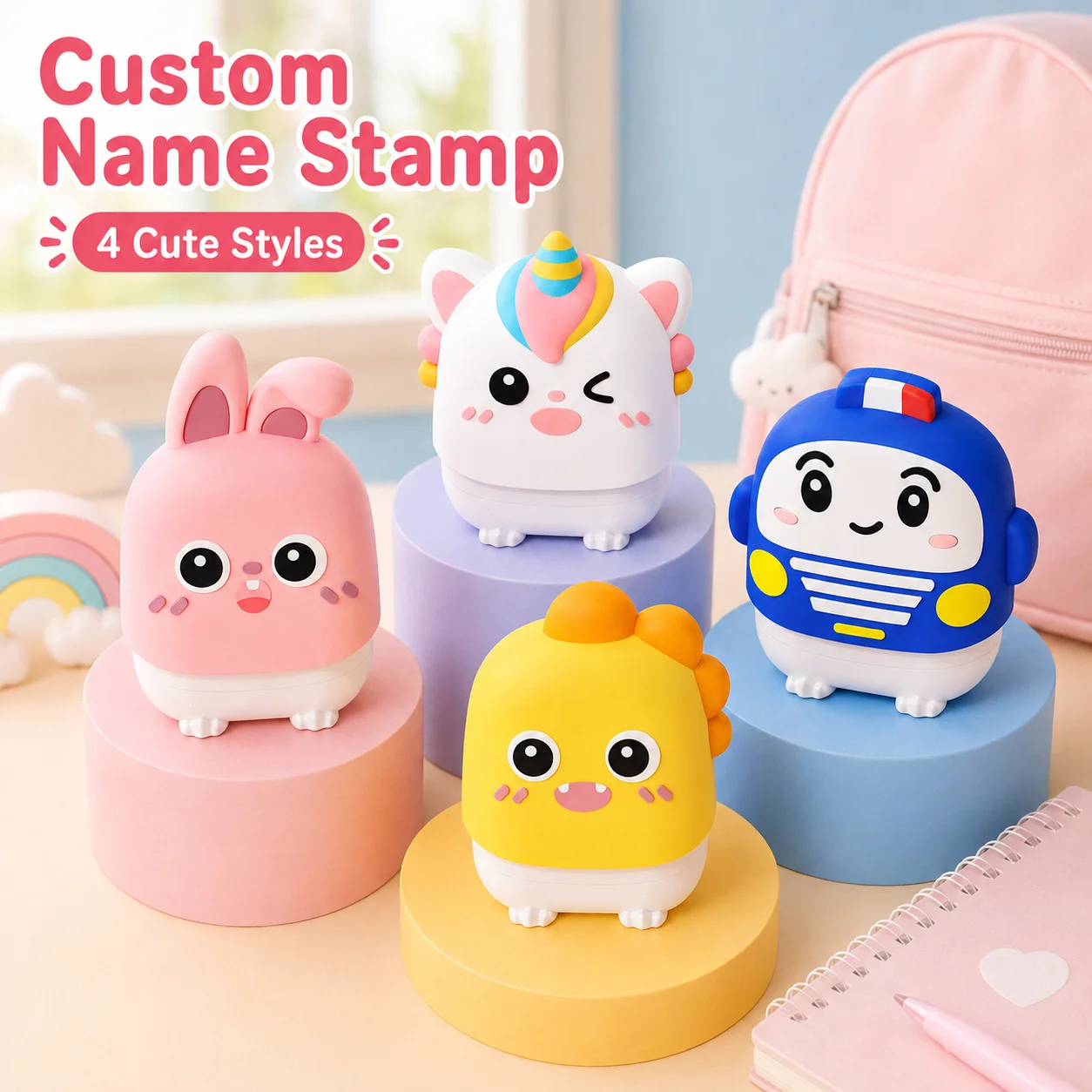 Personalized Name Stamper, Custom Clothing Stamp with Clear Imprint,Non-Toxic Washable Label for Clothes,Bottles,School Supplies