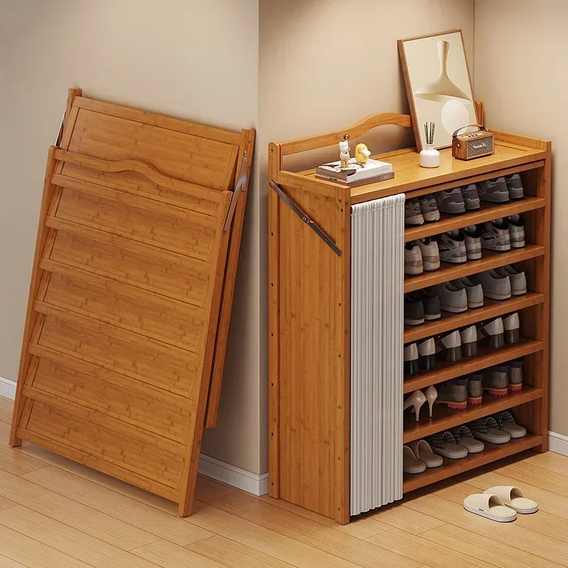 Multi-functional Installation-free, easy-to-enter dust-proof shoe cabinet, folding one-pull shoe rack, multi-layer shoe rack