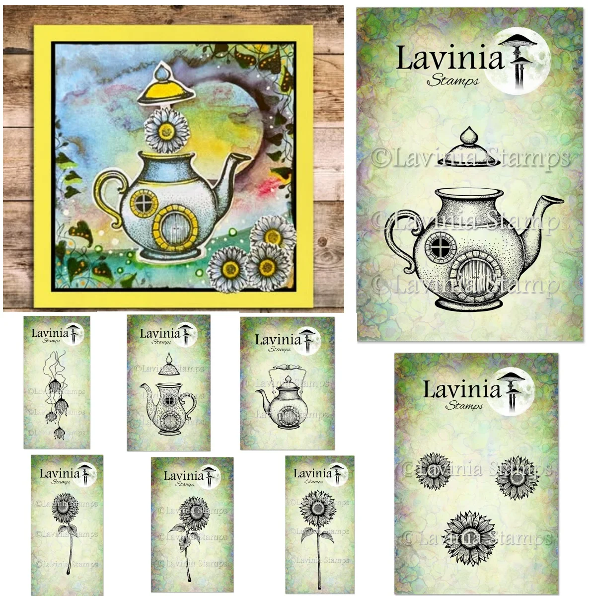 

Teapot Cottage Sunflower Heads Tea Leaf Dwelling Earl Grey Lodge Clear Stamps DIY Scrapbook Craft Decoration Embossing Folder