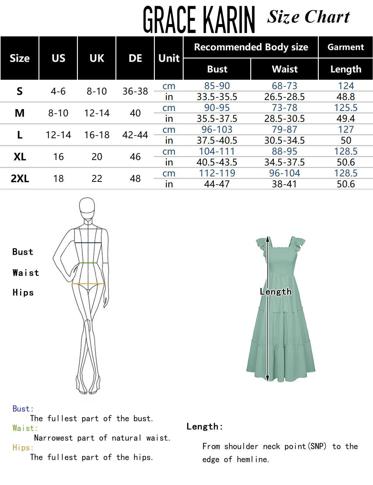 GK Charmantes Damen-Stufenkleid, ärmellos, quadratischer Ausschnitt, gesmoktes Oberteil, edel, ärmellos, A-Linie, Damenkleid, Schwarz/Hellgrün