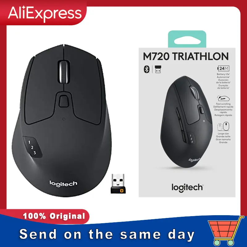 

Logitech M720 Wireless Mouse Bluetooth & Unifying Dual-Mode Multi-Device Switching for Office/Home/Laptop Use