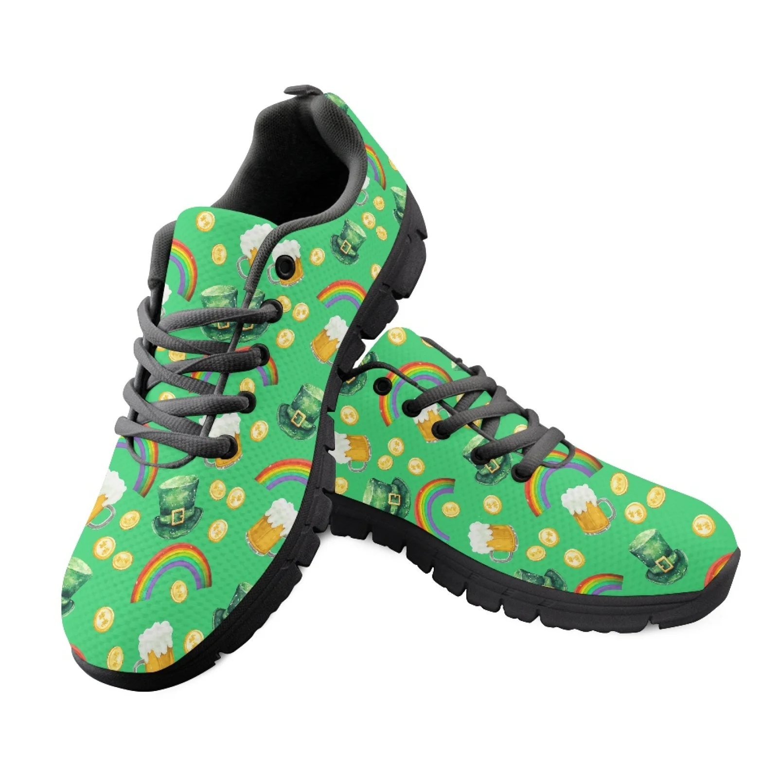 Coloranimal St. Patrick Pattern Men Shoes for Nurses Standing All Day Soft Work Shoes for Outdoor