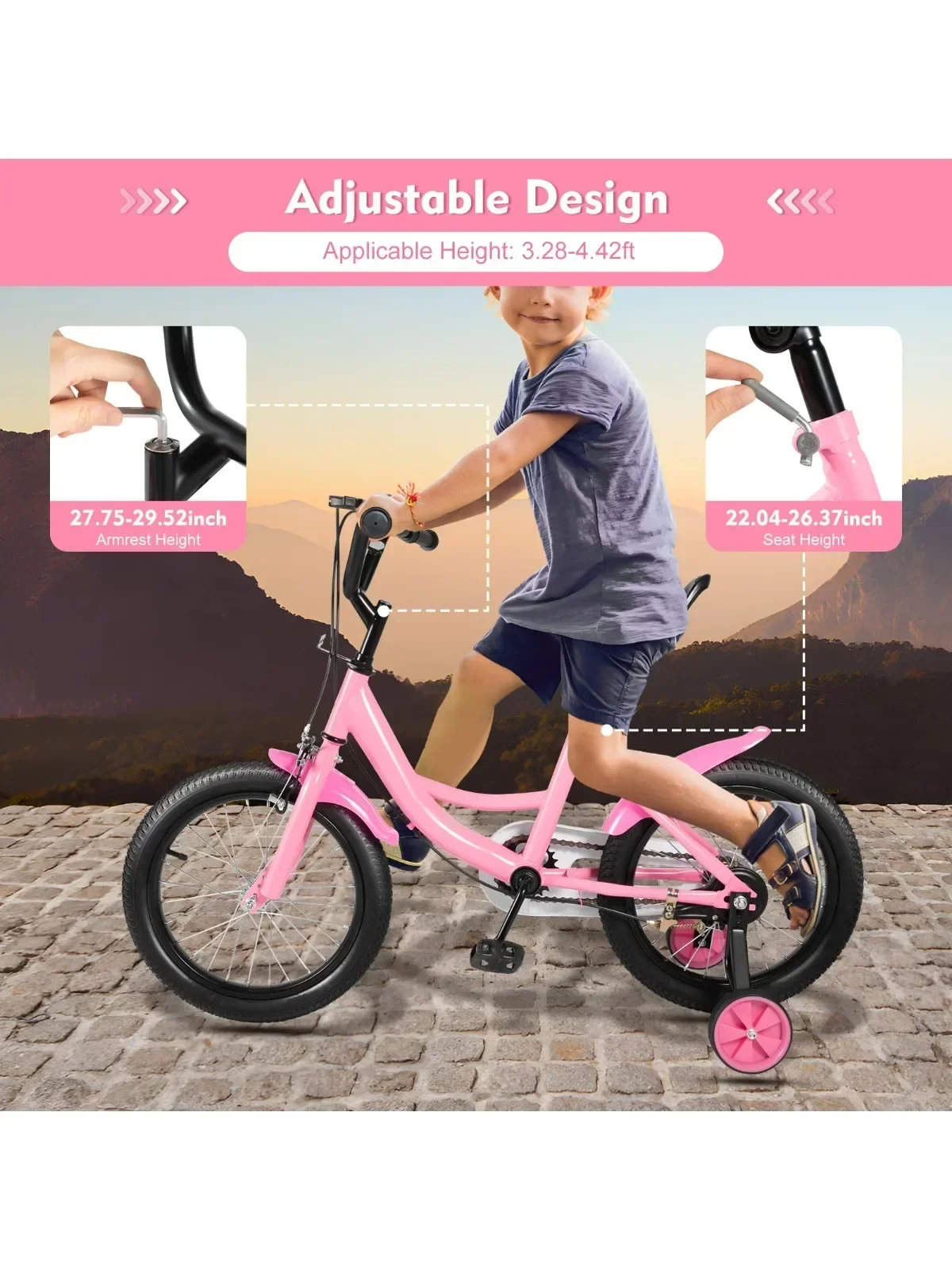 AliExpress 16 Inch Kids Bike Children Girls Pink Bicycle Cycling Removable Stabilisers NEW