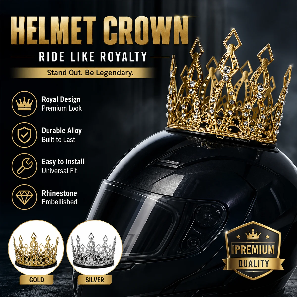 Child Helmet Crystal Crown Decoration Diamond Inlay For Motorcycle Electric Balance Bike Accessories Adorno Casco Niño view 3