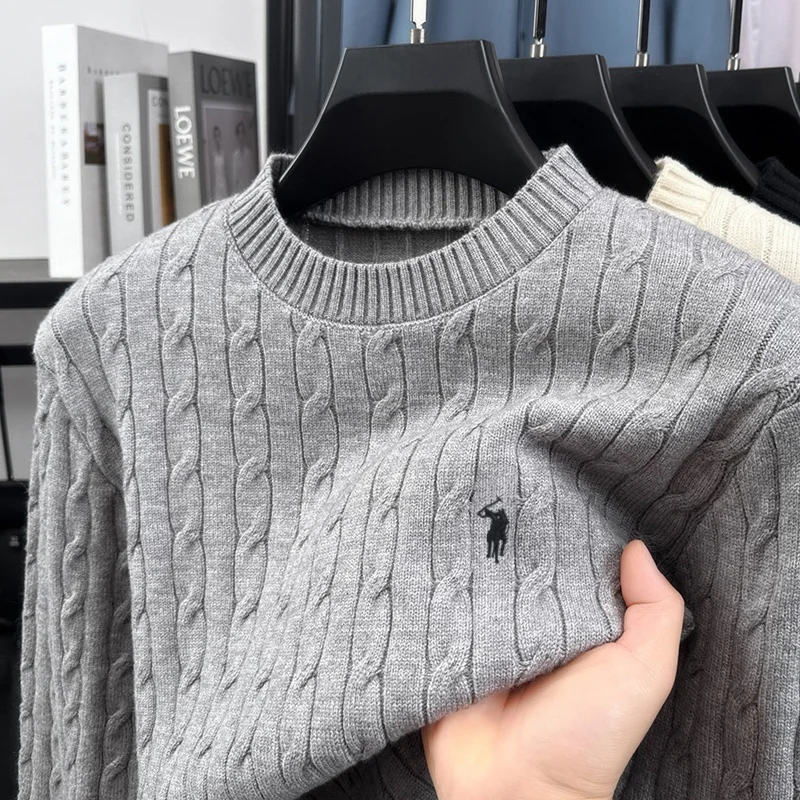 Hochwertige Casual Rundhalspullover Herren Herbst Winter neue Persönlichkeit Zipper Design Luxusmarke Golf Pony Stickerei Mode Stricken Sweater – Detail 21