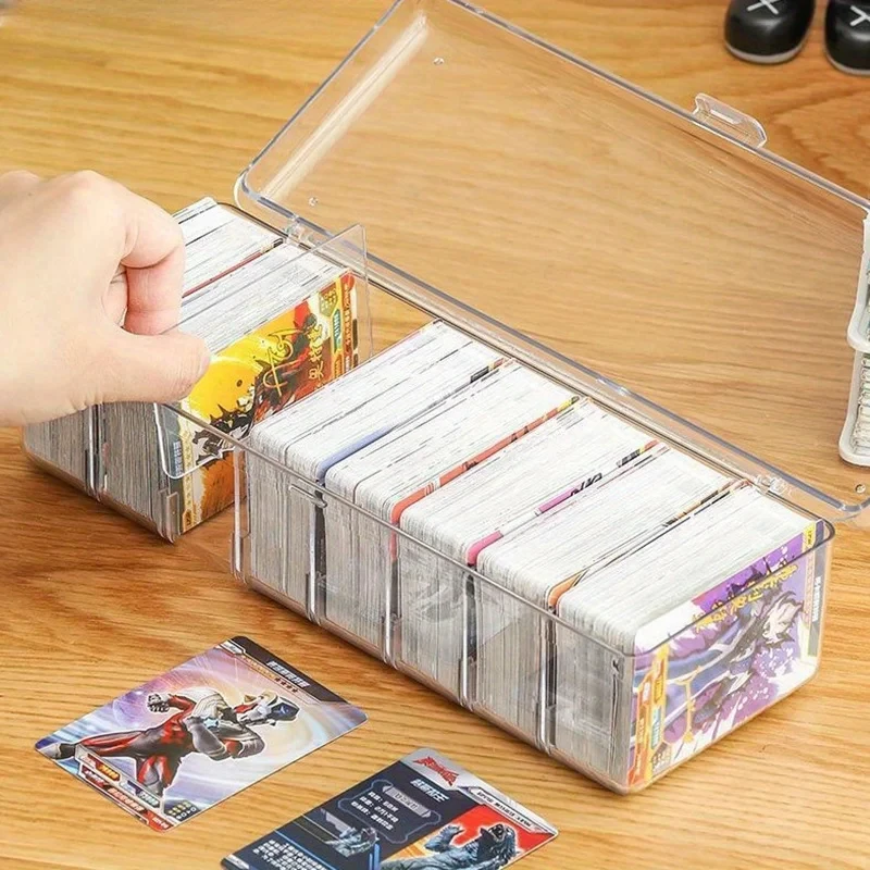 Game Cards Storage Box Football Stars Trading Card Storage Box Plastic Transparent Card Container Portable Game Card Organizer