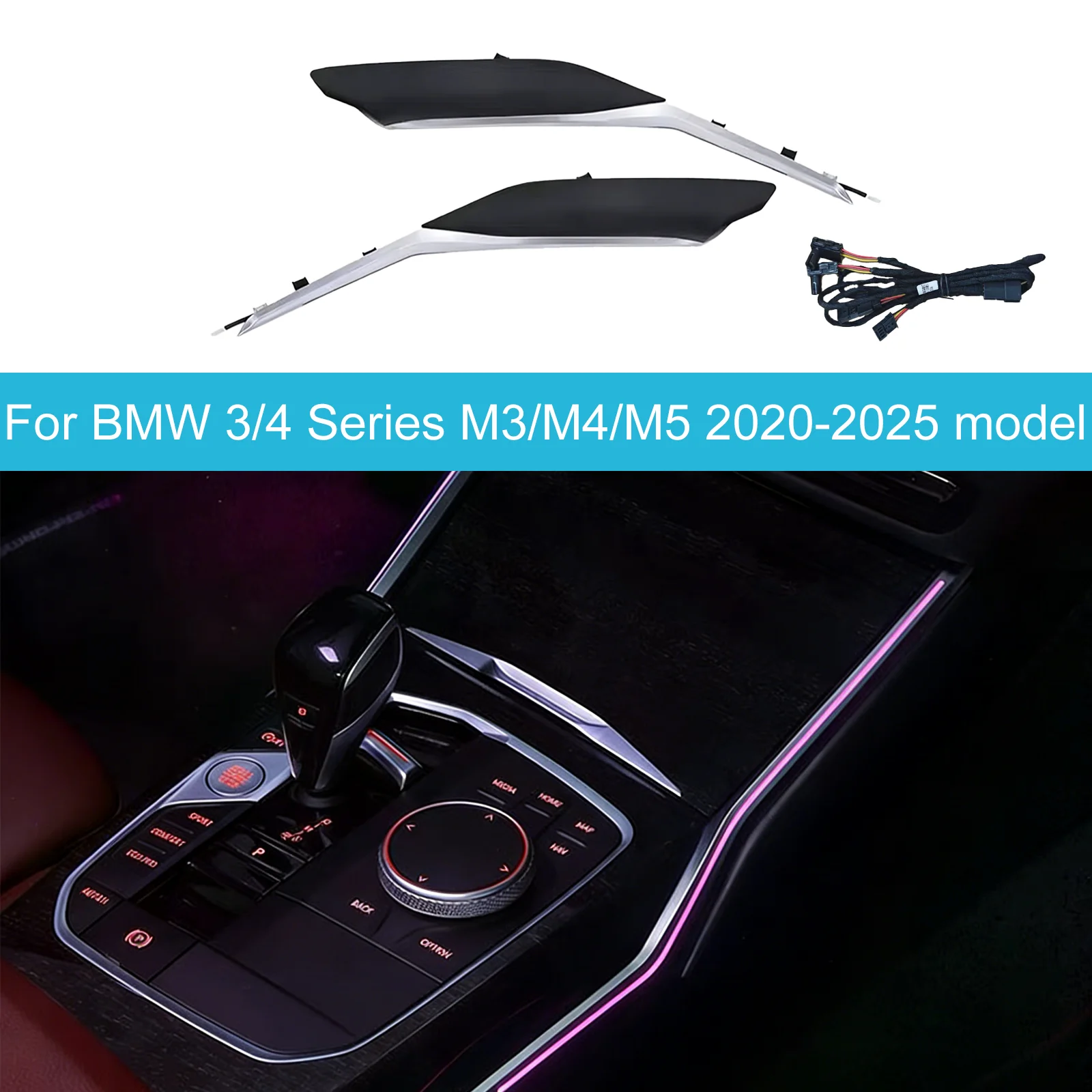 

Светодиодная атмосферная подсветка салона Ezonetronics для центральной консоли BMW 3, 4 серии, M3, M4, M5 2025 G20 G22 G80 G82 G90