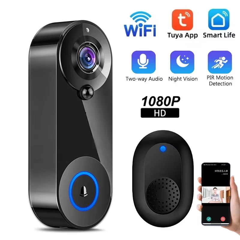 Tuya WiFi جرس باب يتضمن شاشة عرض فيديو 2MP 1080P كاميرا جرس الباب أمن الوطن الذكي كشف الحركة للرؤية الليلية 2-Way الصوت جرس باب إنتركوم