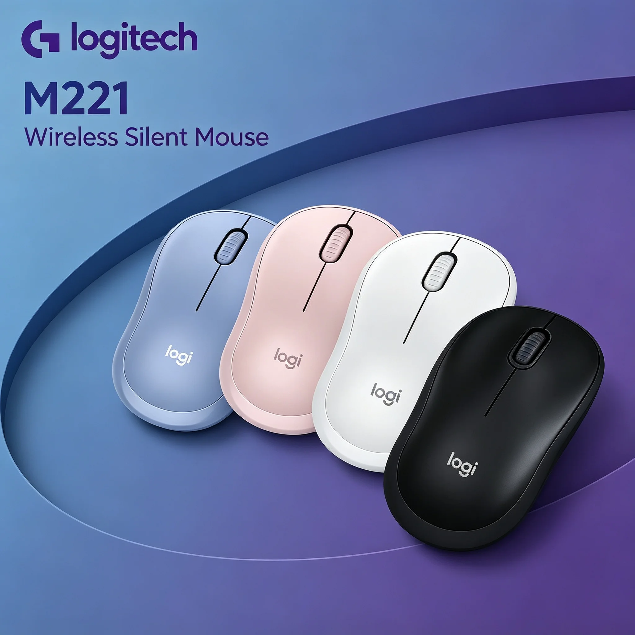 Genuine Logitech M221 2.4G Wireless Mute Mouse Matte Skin‑Friendly Surface Mice For Daily Use PC